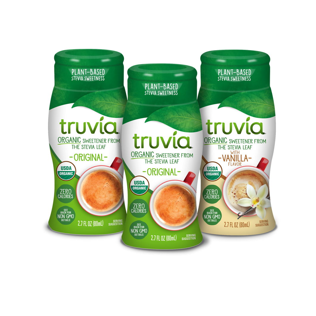 Truvia Calorie-Free Organic Liquid Sweetener, Original and Vanilla Flavor Variety 3-Pack